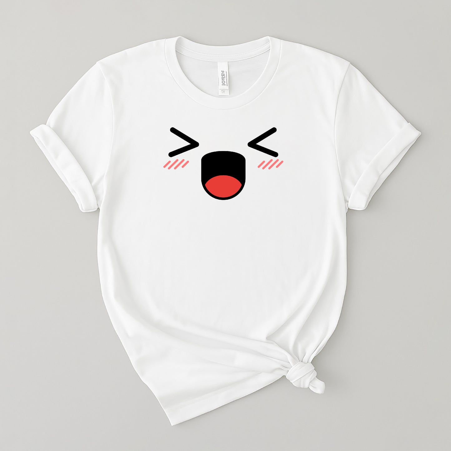 Camiseta básica para mujer - Estilo emoji feliz minimalista