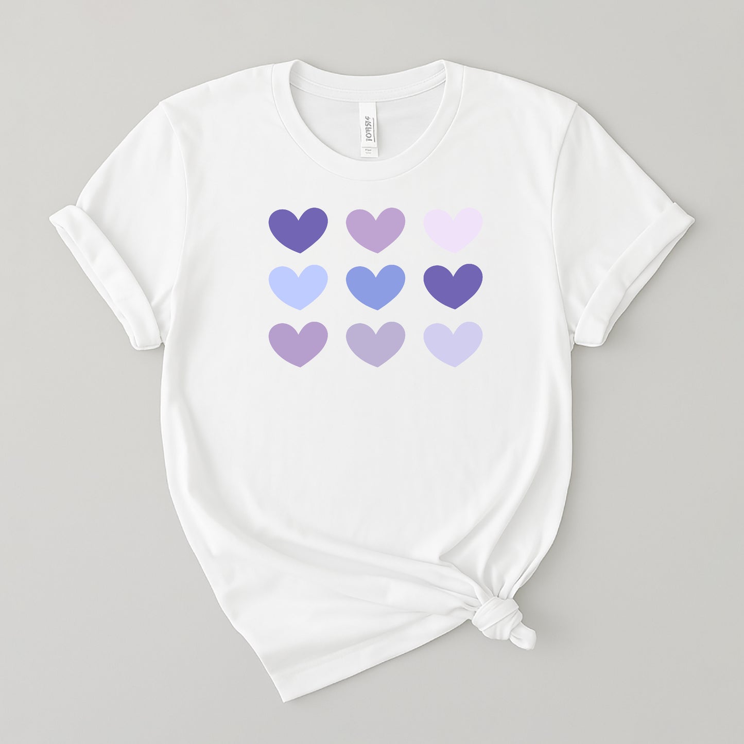Camiseta básica de algodón para mujer - Corazones de tonos violeta