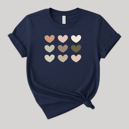 Camiseta básica de algodón para mujer- Suave y fresca con diseño de corazones