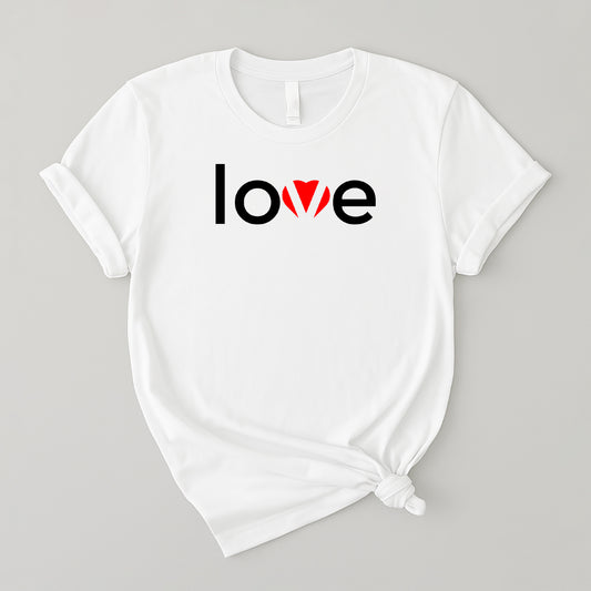 Camiseta de algodón para mujer suave y fresca - Love con corazón