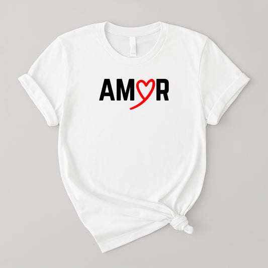 Camiseta suave y fresca de algodón para mujer - Amor con corazón
