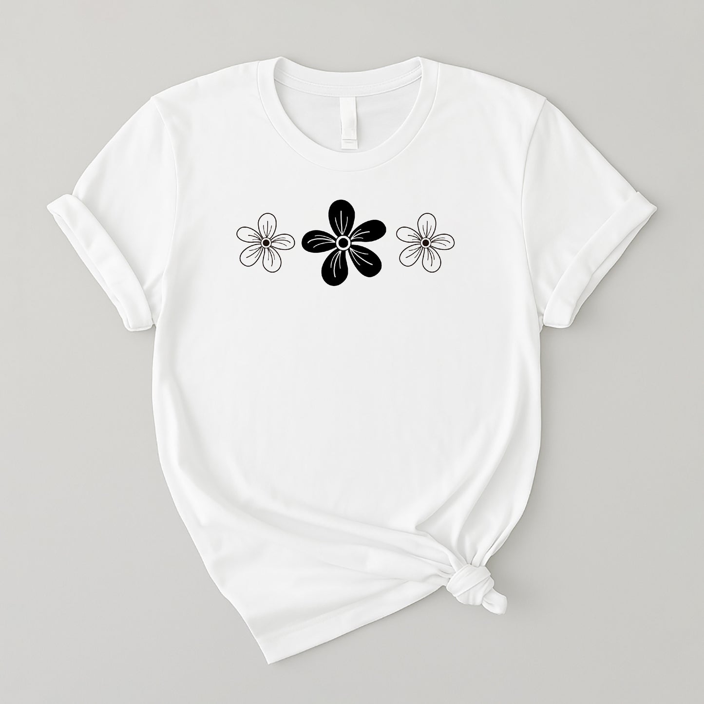 Camiseta básica para mujeres - Floral minimalista
