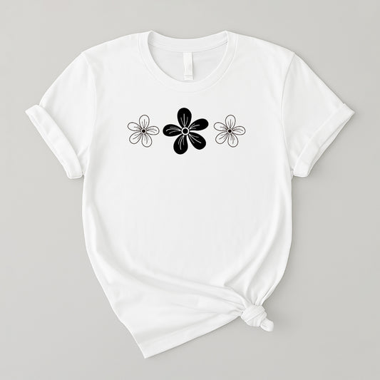 Camiseta básica para mujeres - Floral minimalista