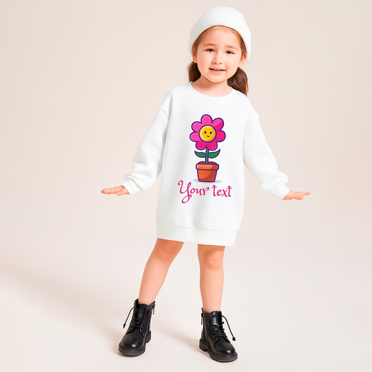 outh Crewneck Sweatshirt – For Girls with Flower and Custom Text