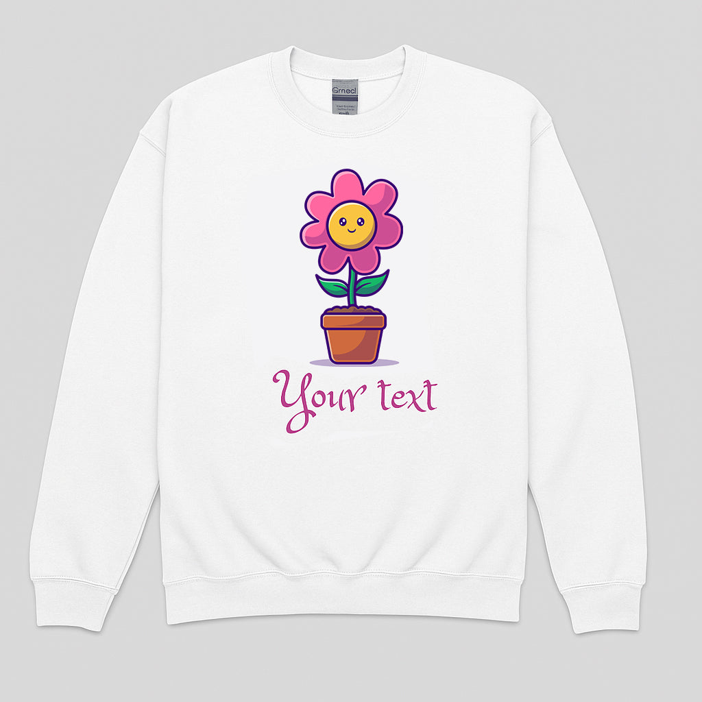 outh Crewneck Sweatshirt – For Girls with Flower and Custom Text