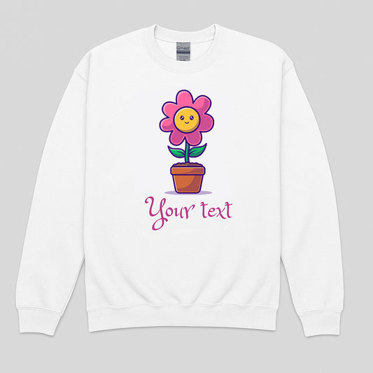 outh Crewneck Sweatshirt – For Girls with Flower and Custom Text